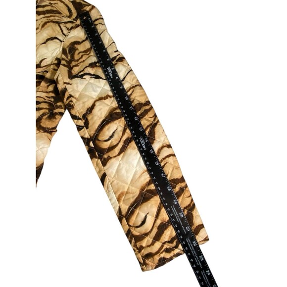 Chico's Womens Quilted Jacket Coat Pockets Gold Tiger Print Size 1 (M/8) - Picture 7 of 11